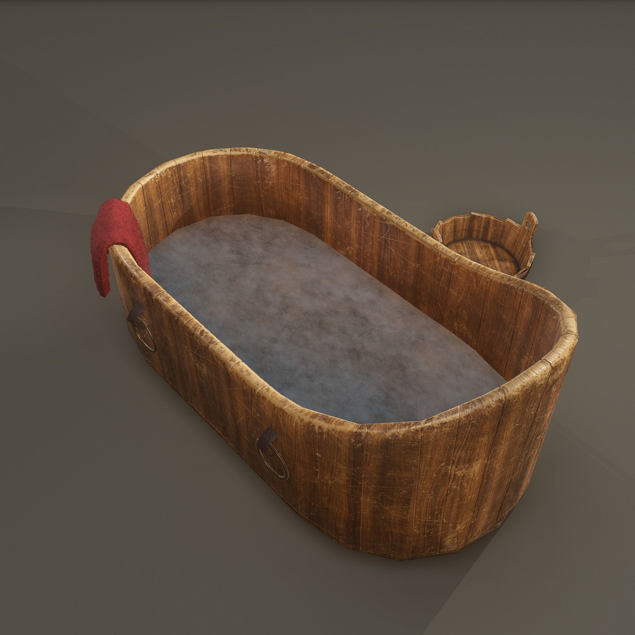 Medieval Wash Tub Low-poly 3D model_5