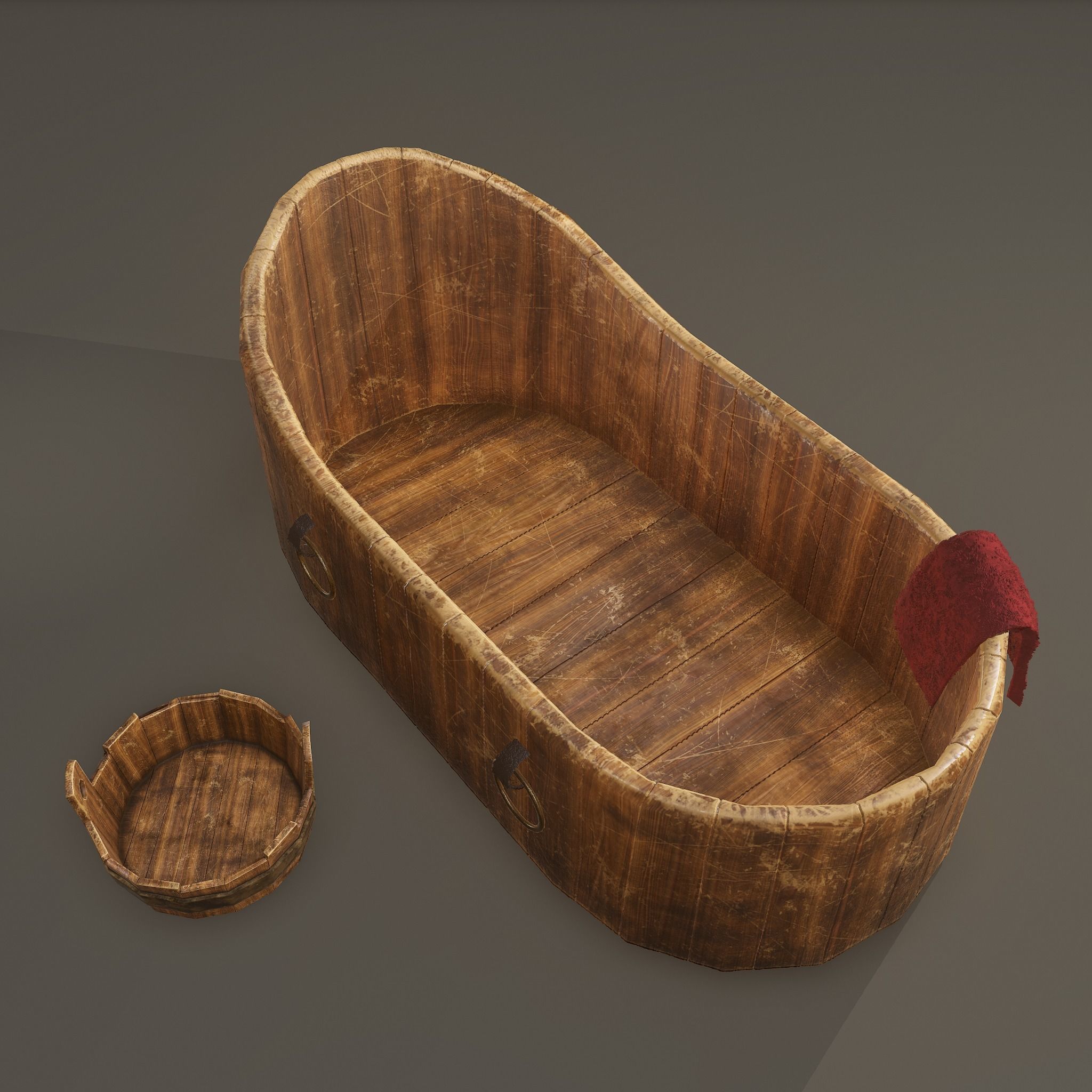 Medieval Wash Tub Low-poly 3D model_15