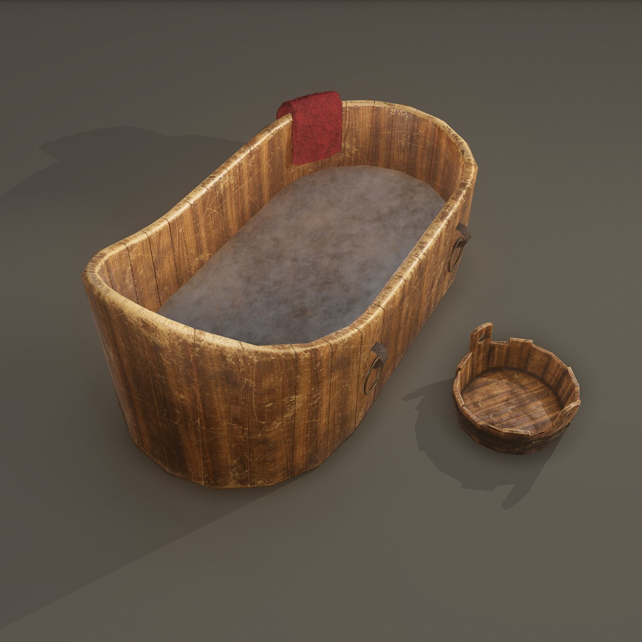 Medieval Wash Tub Low-poly 3D model_3