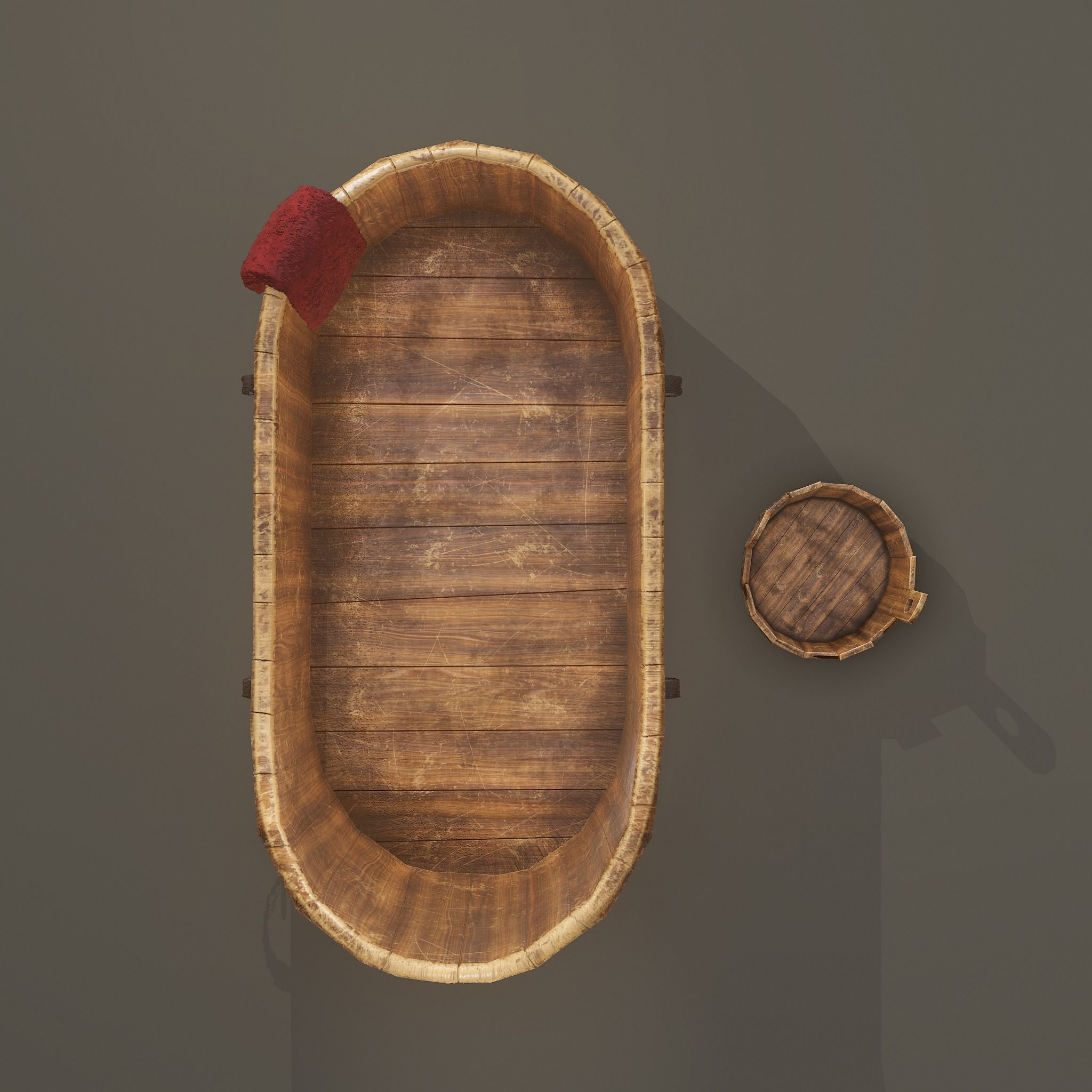 Medieval Wash Tub Low-poly 3D model_12