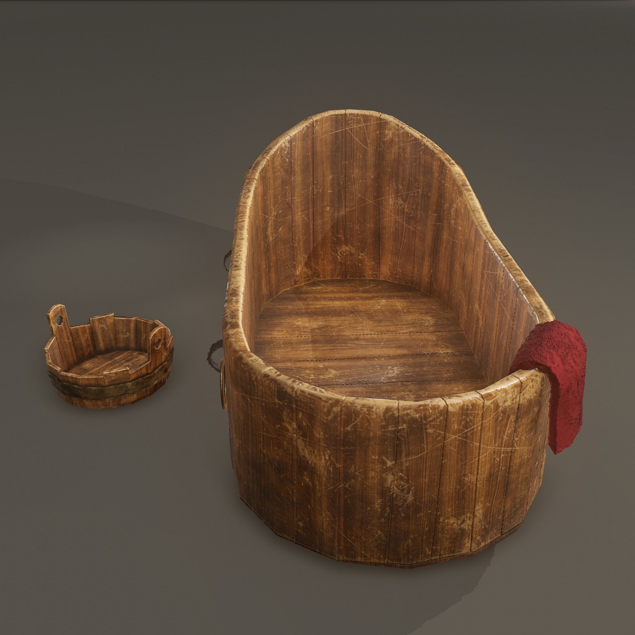 Medieval Wash Tub Low-poly 3D model_25