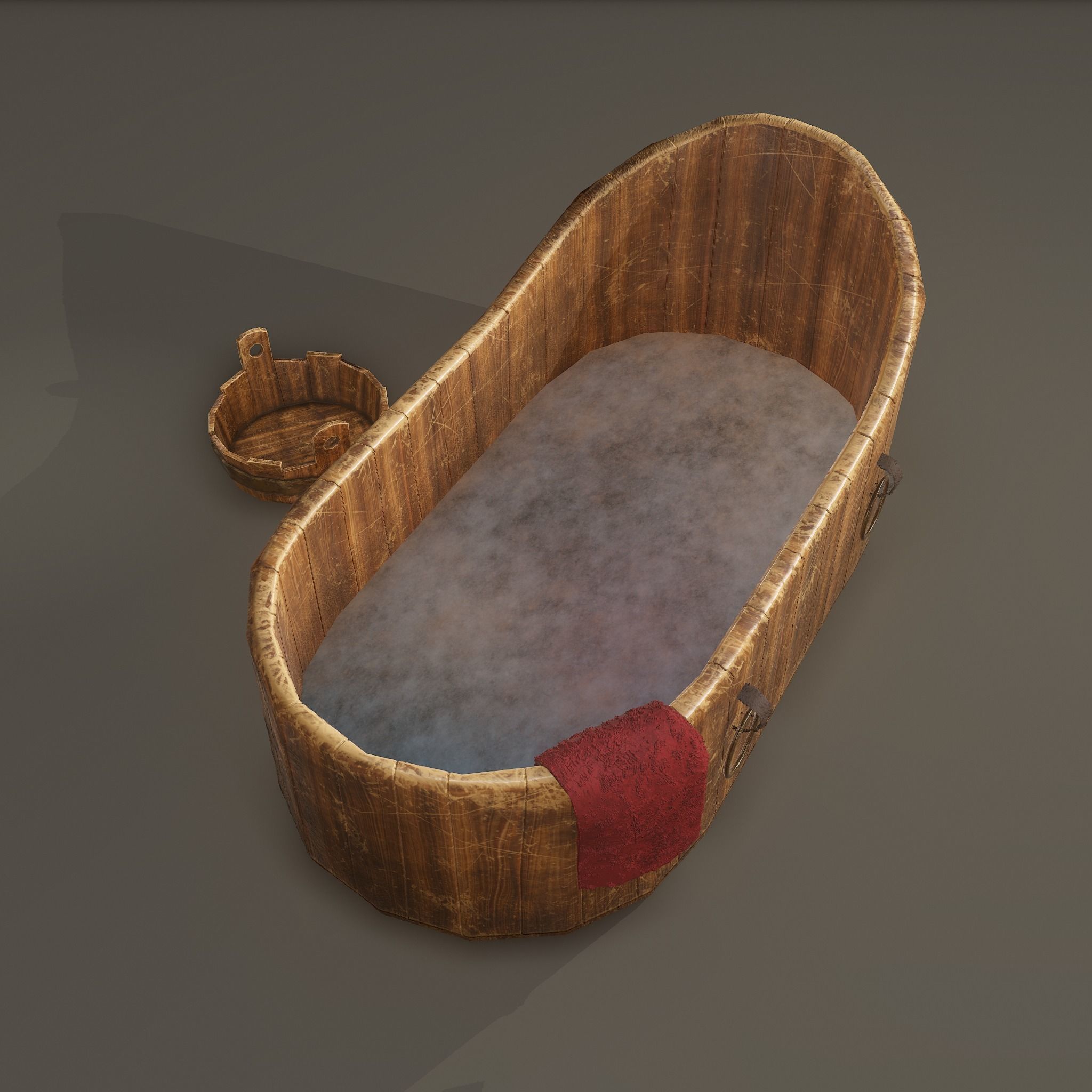 Medieval Wash Tub Low-poly 3D model_8