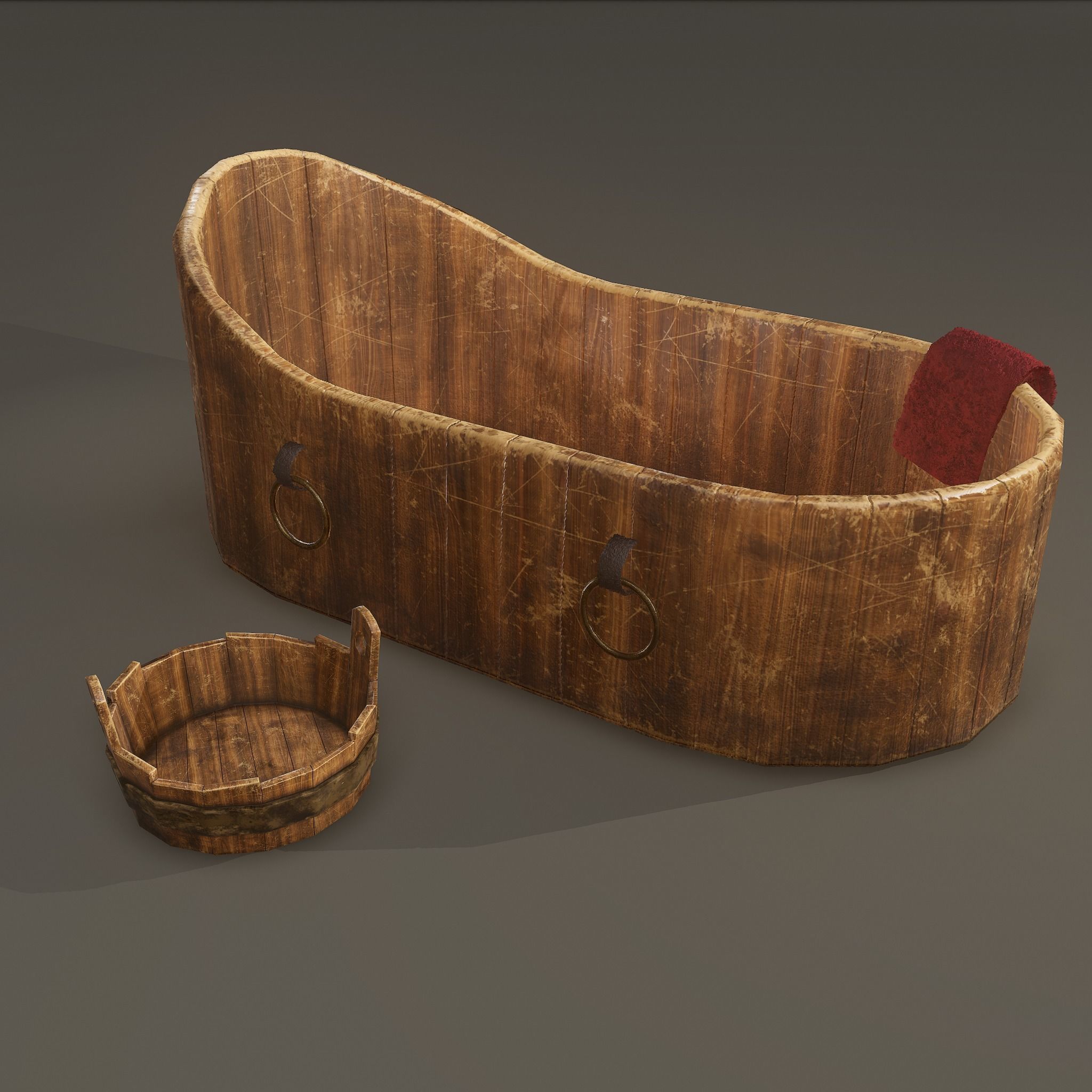 Medieval Wash Tub Low-poly 3D model_21