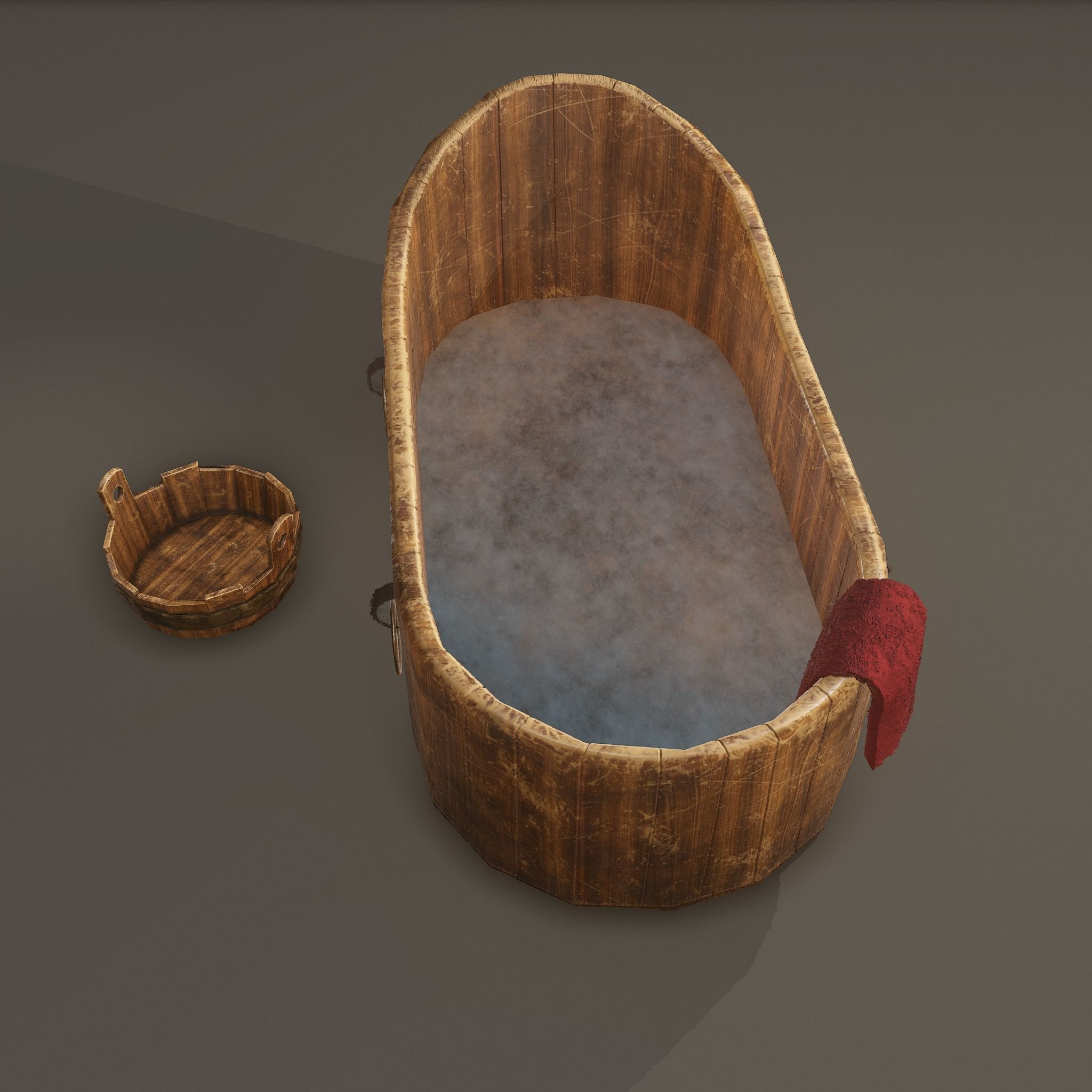 Medieval Wash Tub Low-poly 3D model_9