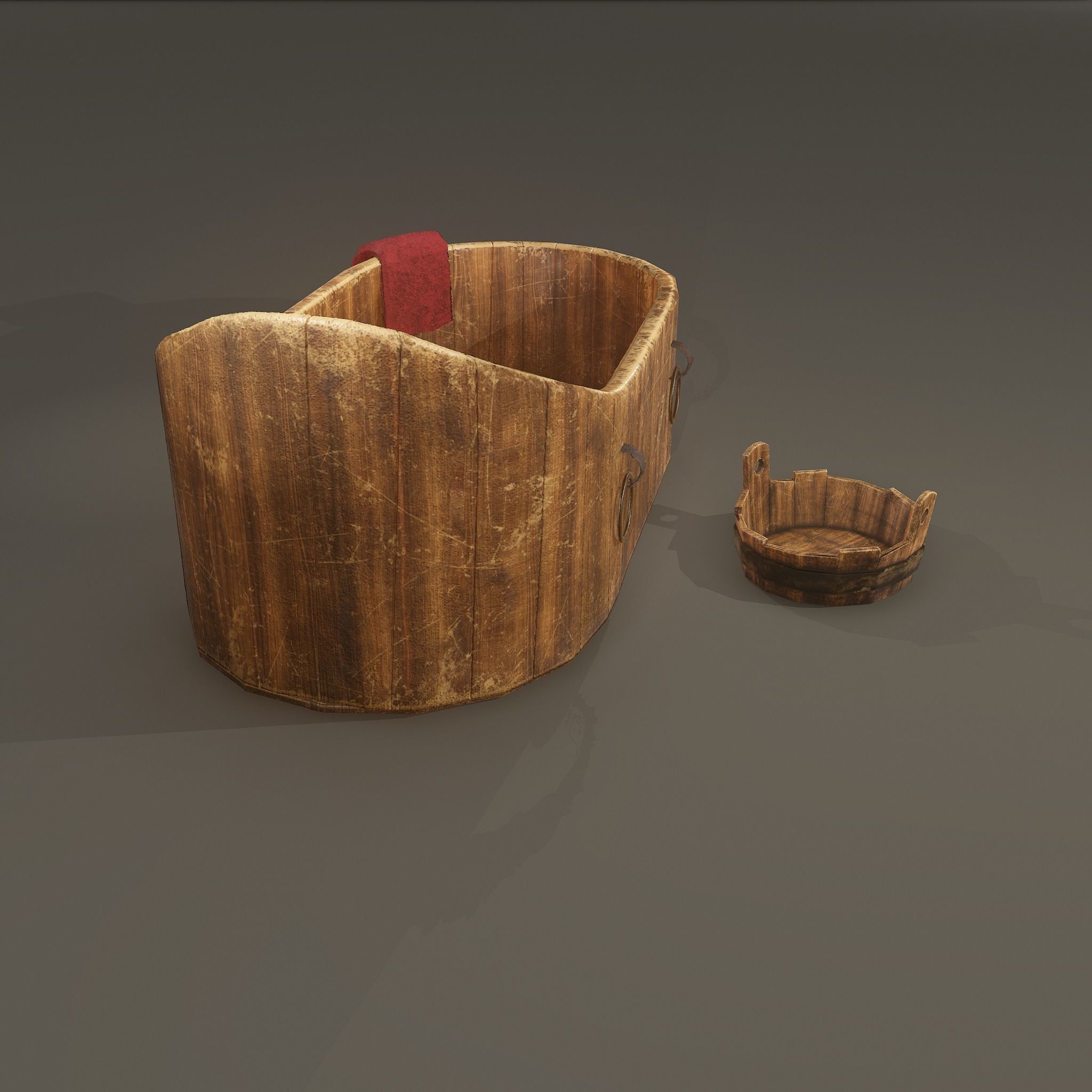 Medieval Wash Tub Low-poly 3D model_30