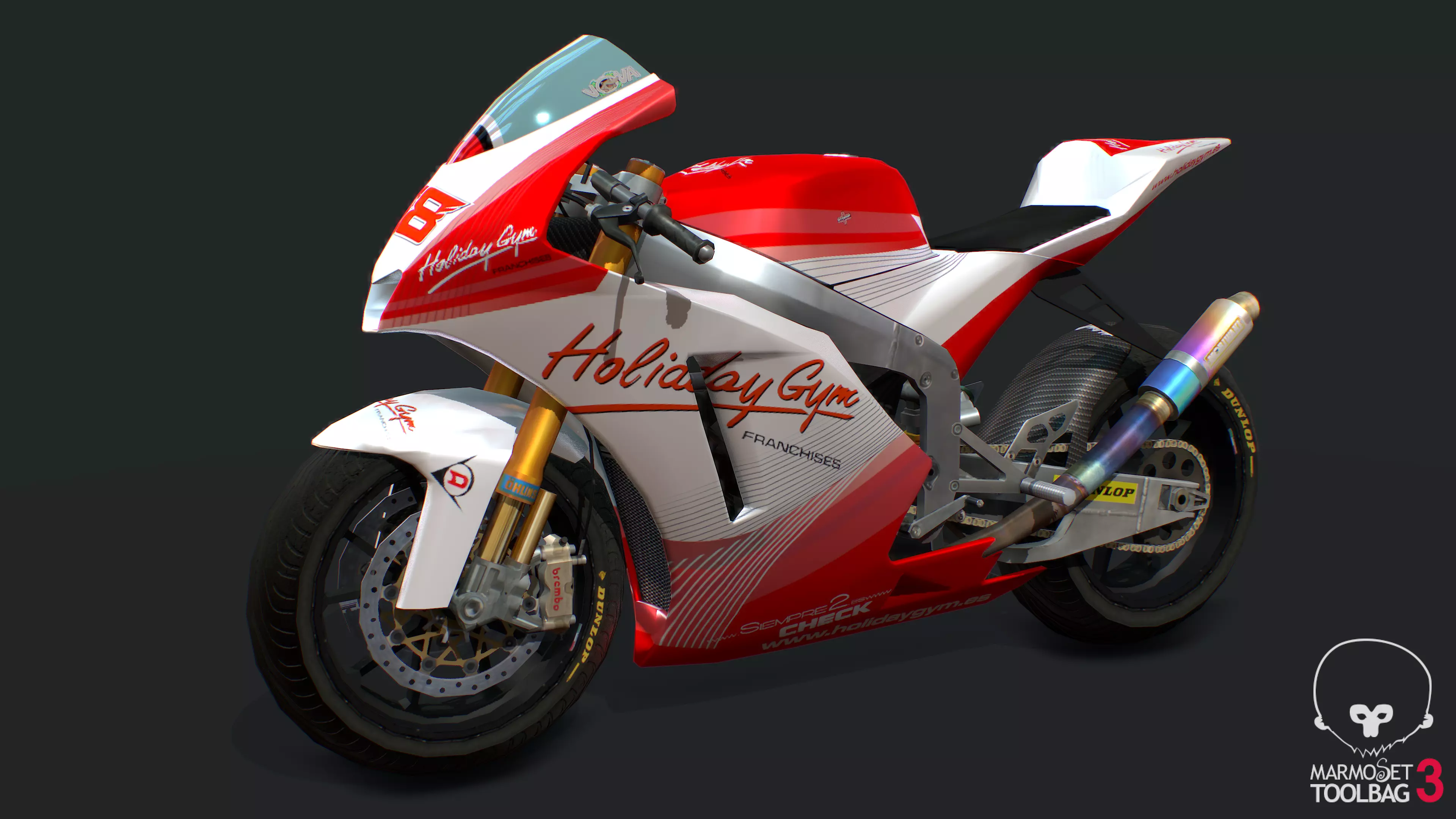 Bike Racing Moriwaki Low-poly 3D model