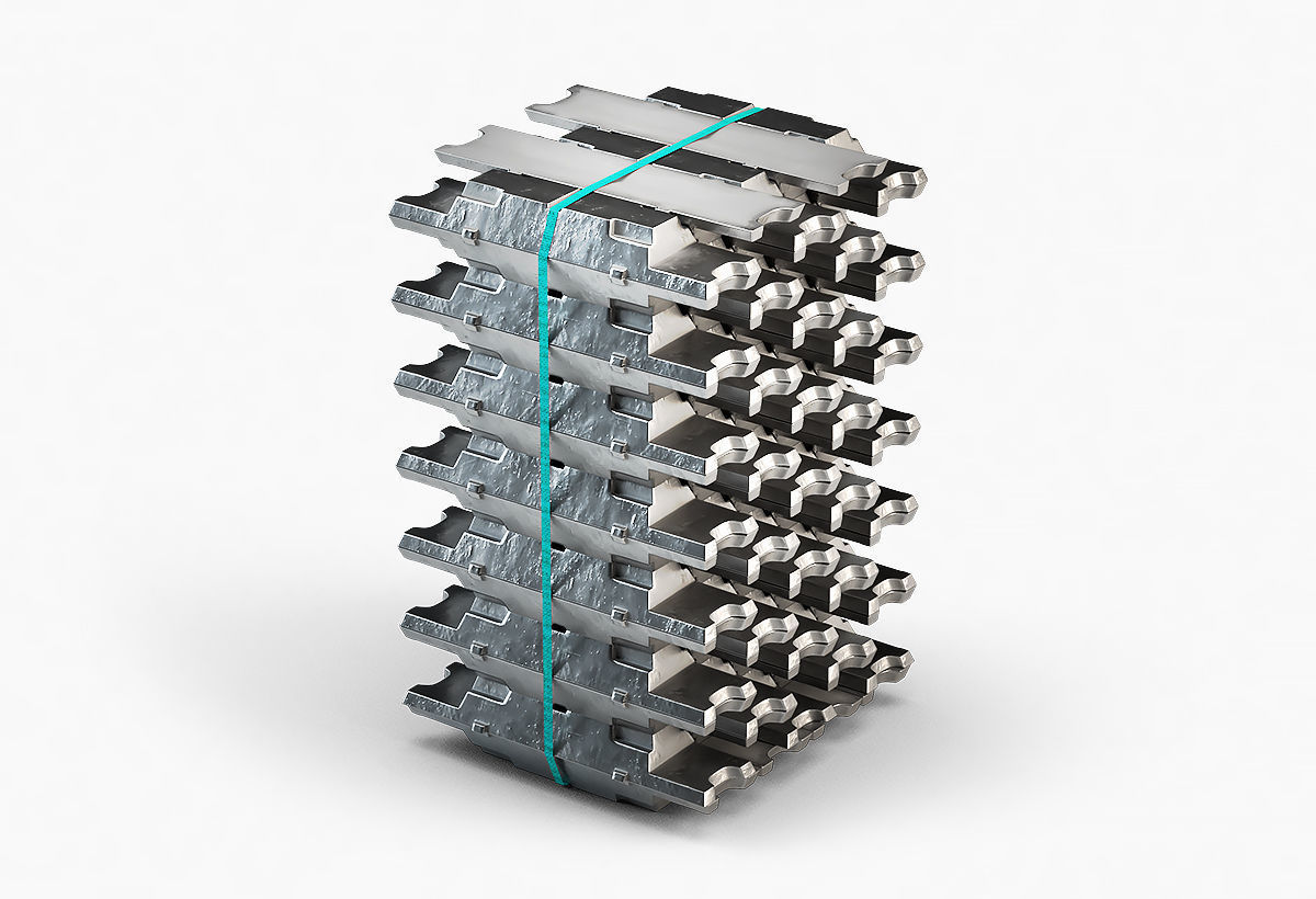 Aluminium Zinc Nickel Silver Titan Steel ingot 4 3D model_7