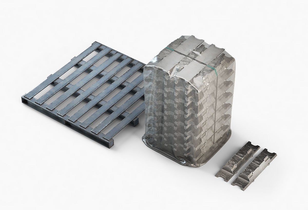 Aluminium Zinc Nickel Silver Titan Steel ingot 4 3D model_6