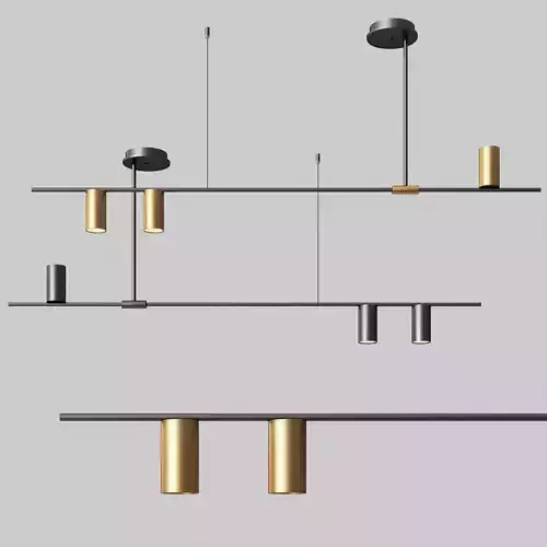 Mid-Century Modern 3 Light Linear Ceiling Light in Black 3D model