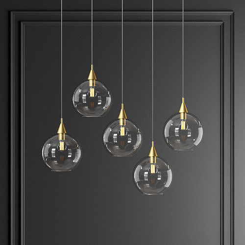 Firefly 5 bulb black pendant light 3D model