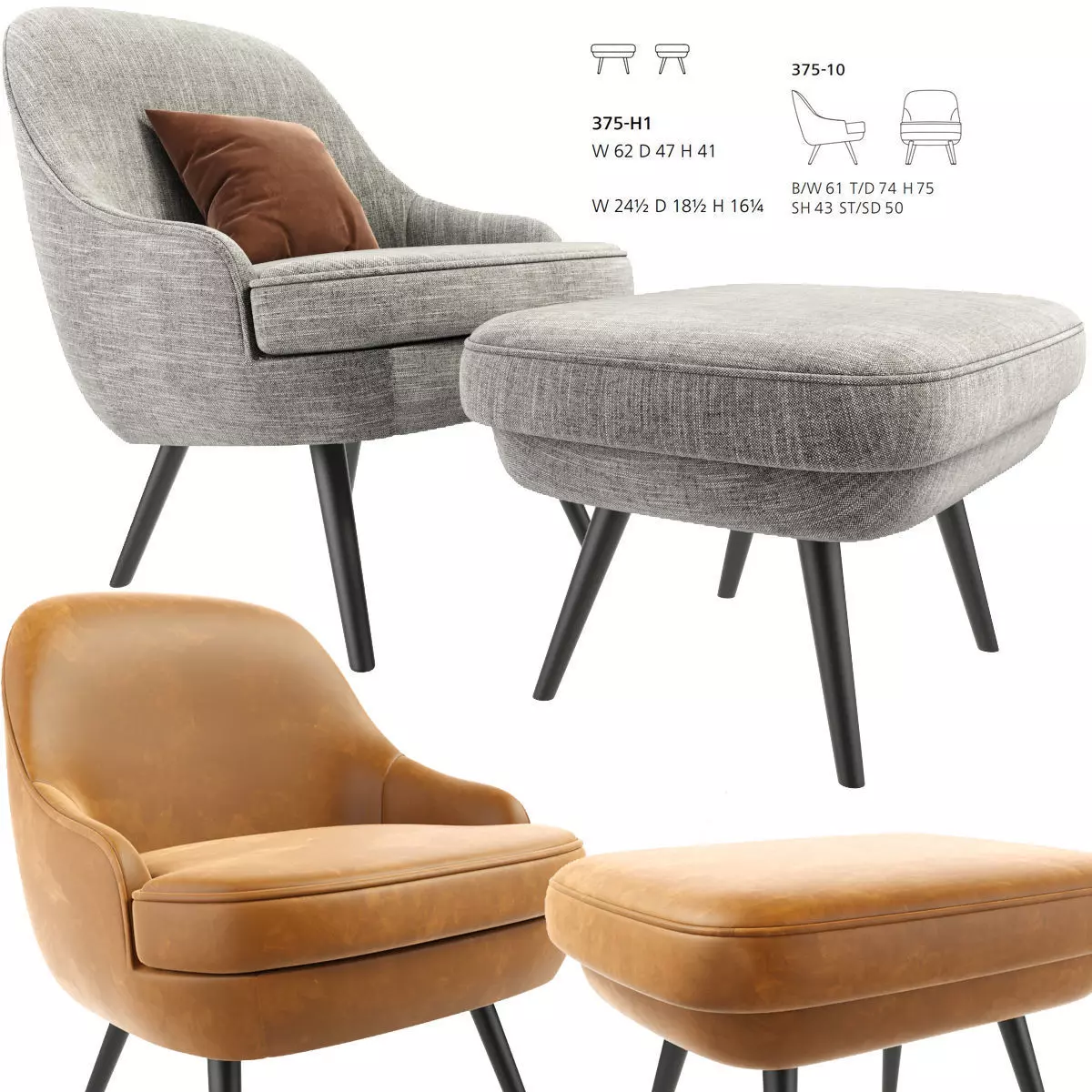 375 walter knoll armchair set 3D model