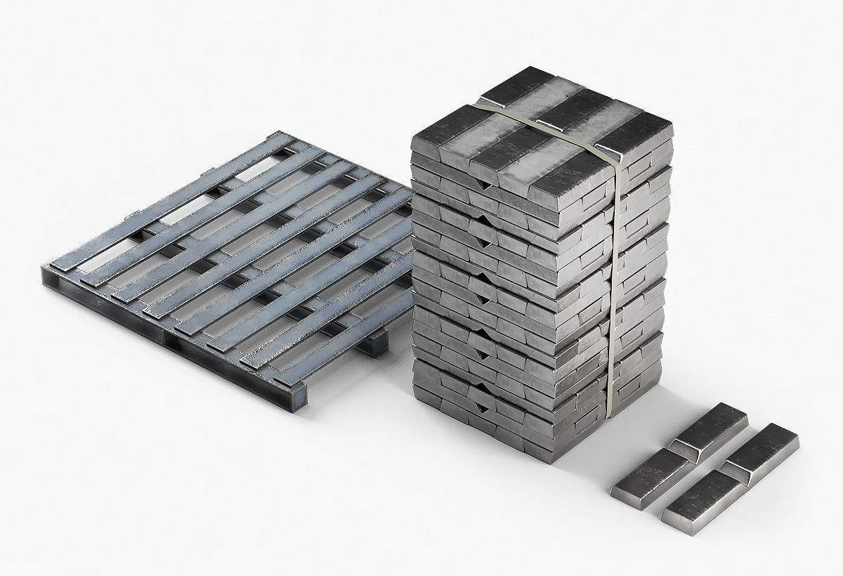 Aluminium Zinc Nickel Silver Titan Steel ingot 5 3D model_2