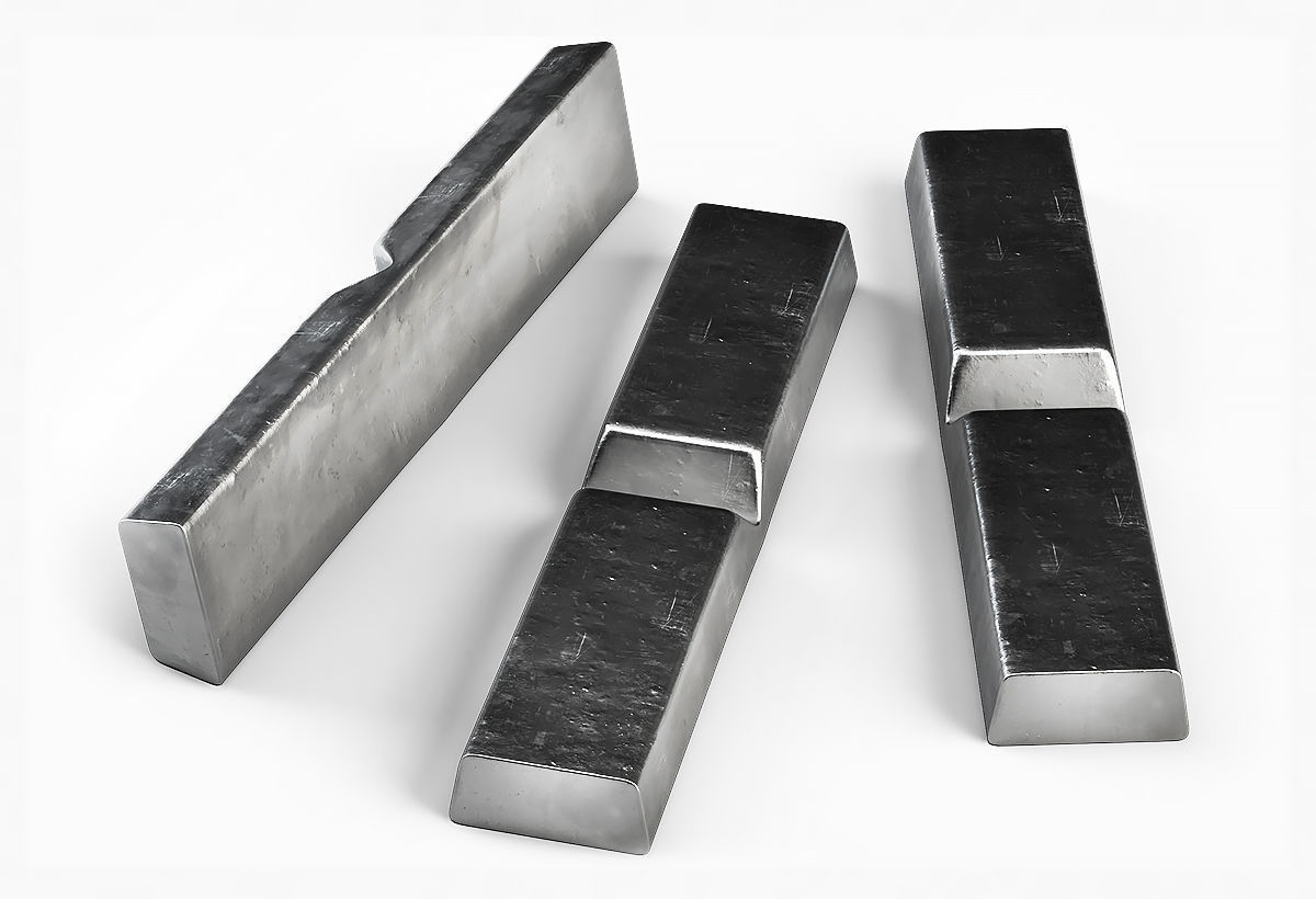 Aluminium Zinc Nickel Silver Titan Steel ingot 5 3D model_7