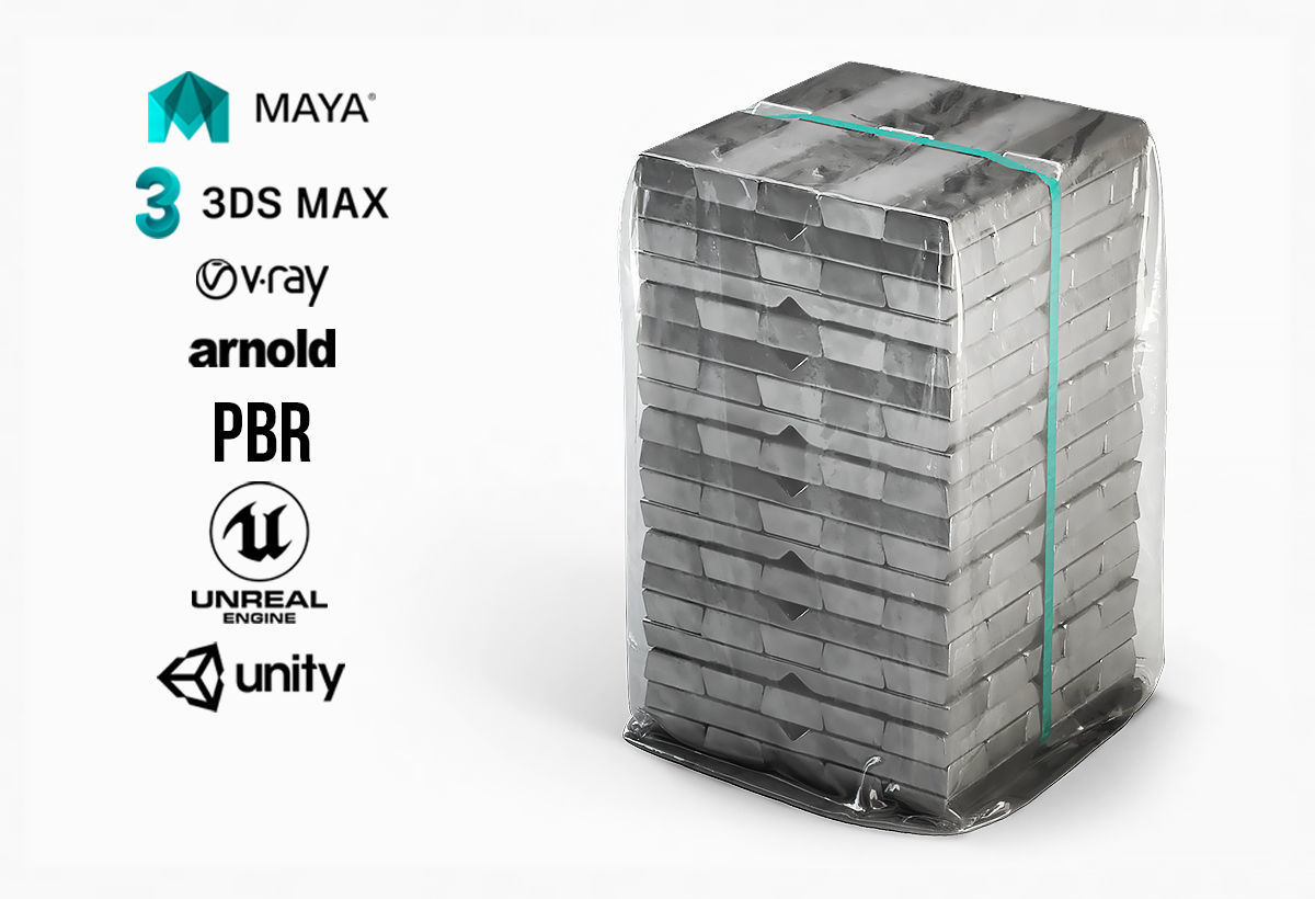 Aluminium Zinc Nickel Silver Titan Steel ingot 5 3D model_1