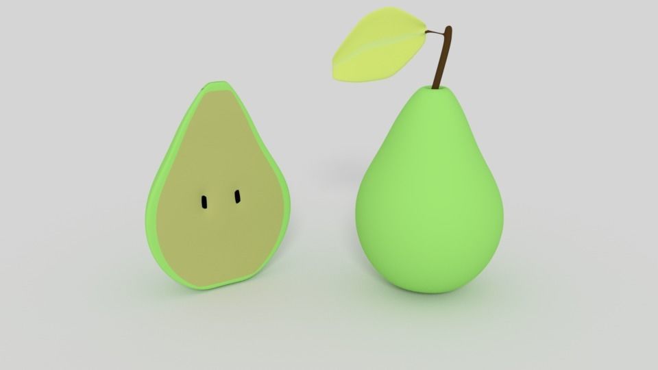 Low Poly Cartoon Pear Low-poly 3D model_4