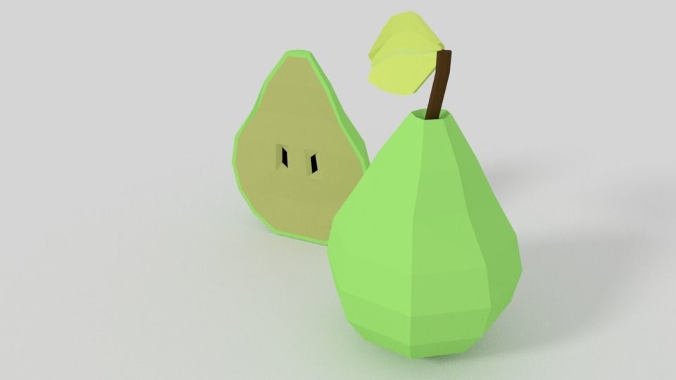 Low Poly Cartoon Pear Low-poly 3D model_2