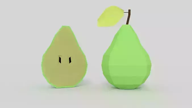 Low Poly Cartoon Pear Low-poly 3D model