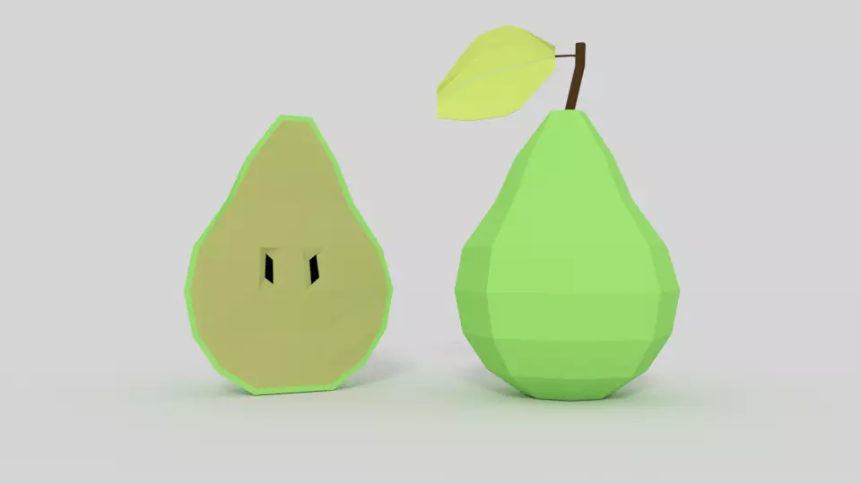 Low Poly Cartoon Pear Low-poly 3D model_0