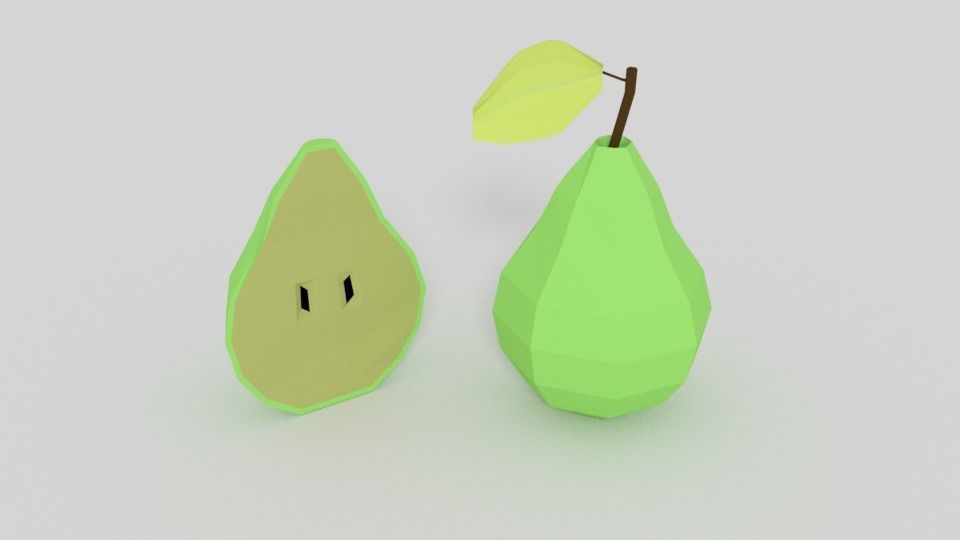 Low Poly Cartoon Pear Low-poly 3D model_1