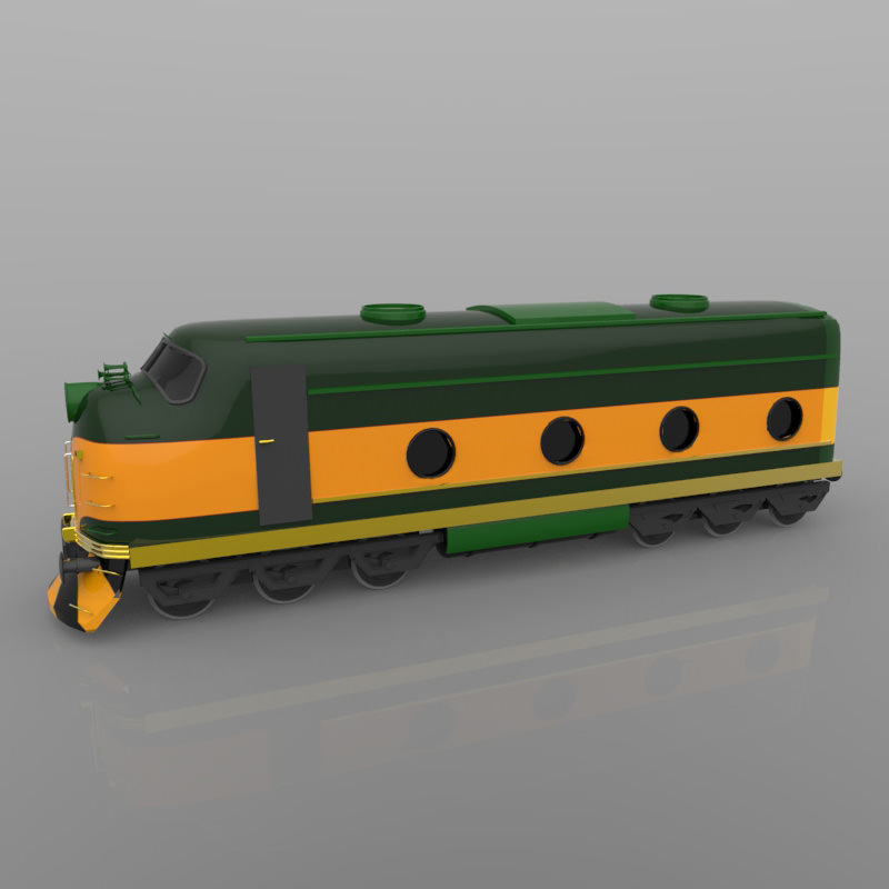 Train Engine with texture 3D model_3