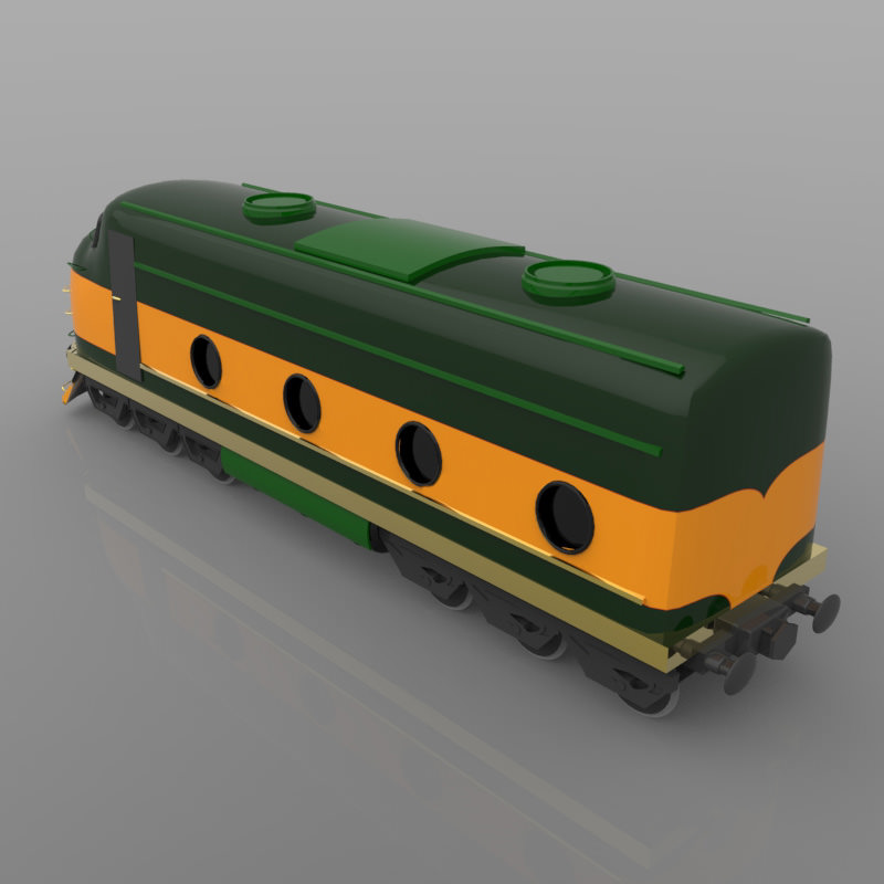 Train Engine with texture 3D model_4