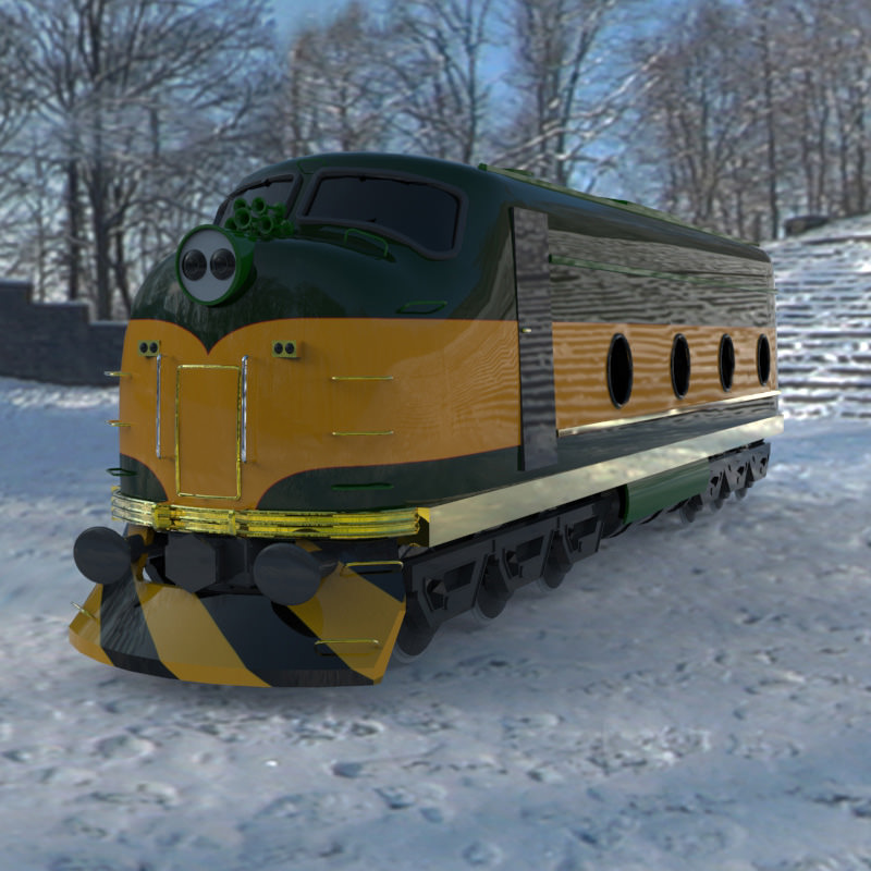 Train Engine with texture 3D model_1