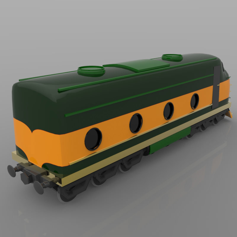 Train Engine with texture 3D model_5