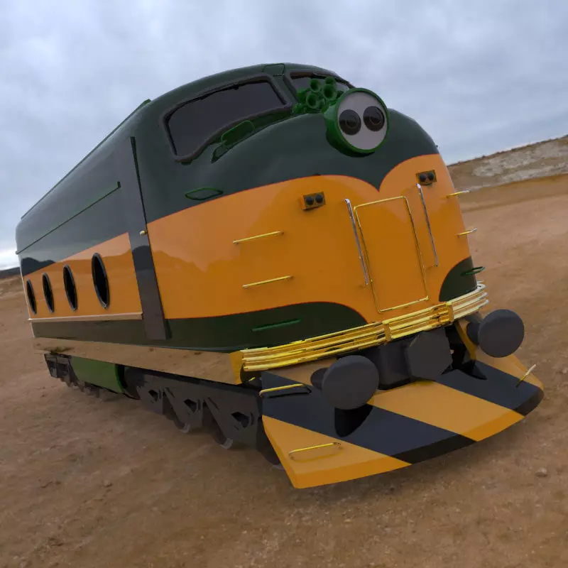 Train Engine with texture 3D model_0