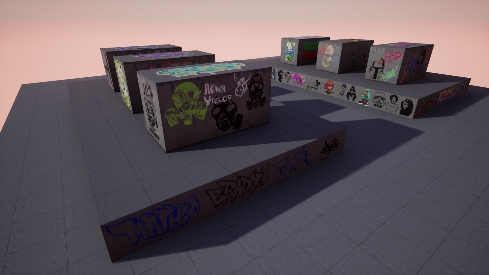 100 Procedural Graffiti for UE4 Low-poly 3D model_9