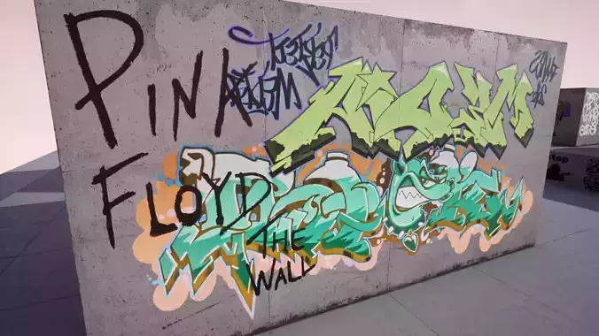 100 Procedural Graffiti for UE4 Low-poly 3D model