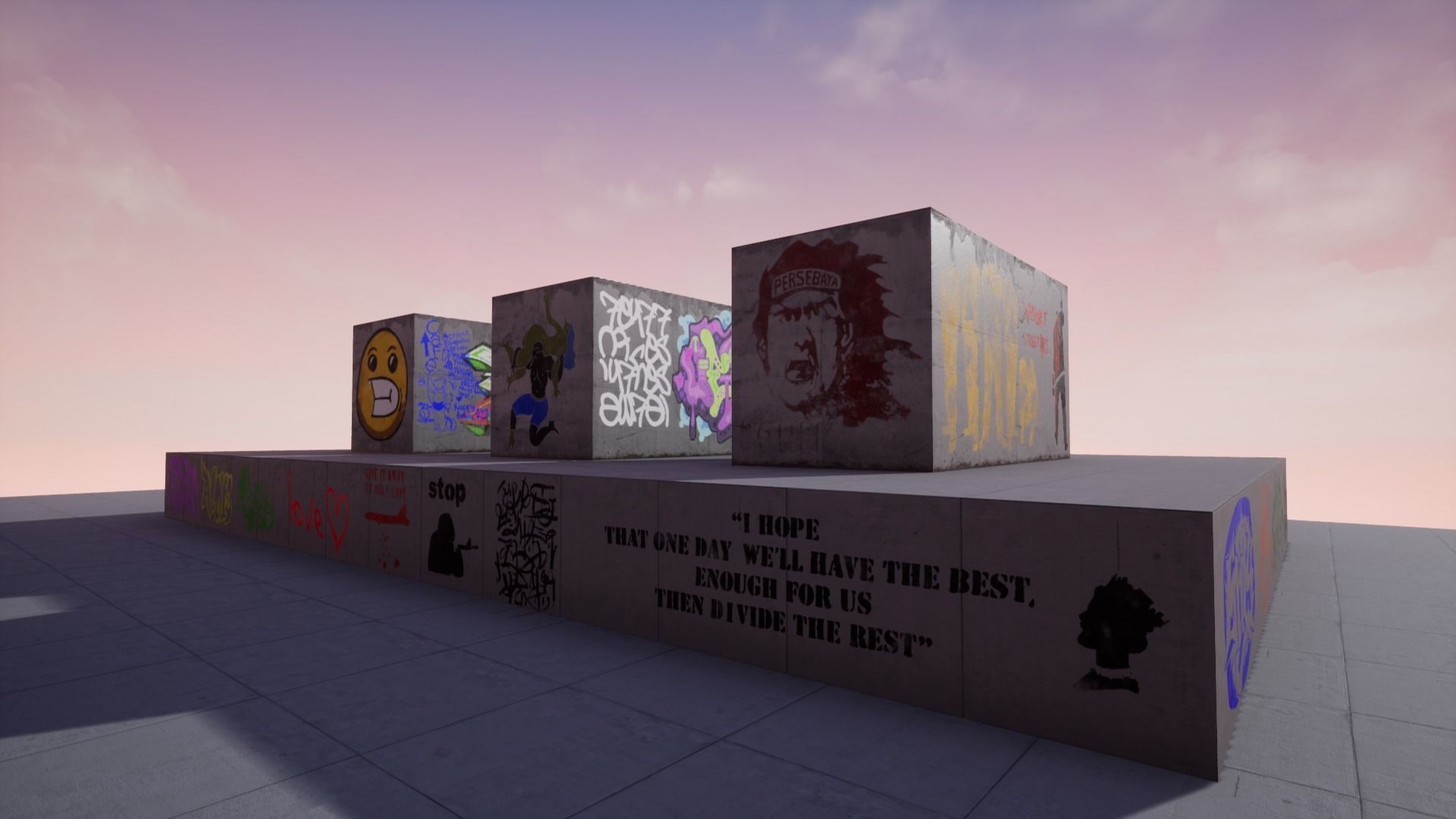 100 Procedural Graffiti for UE4 Low-poly 3D model_6