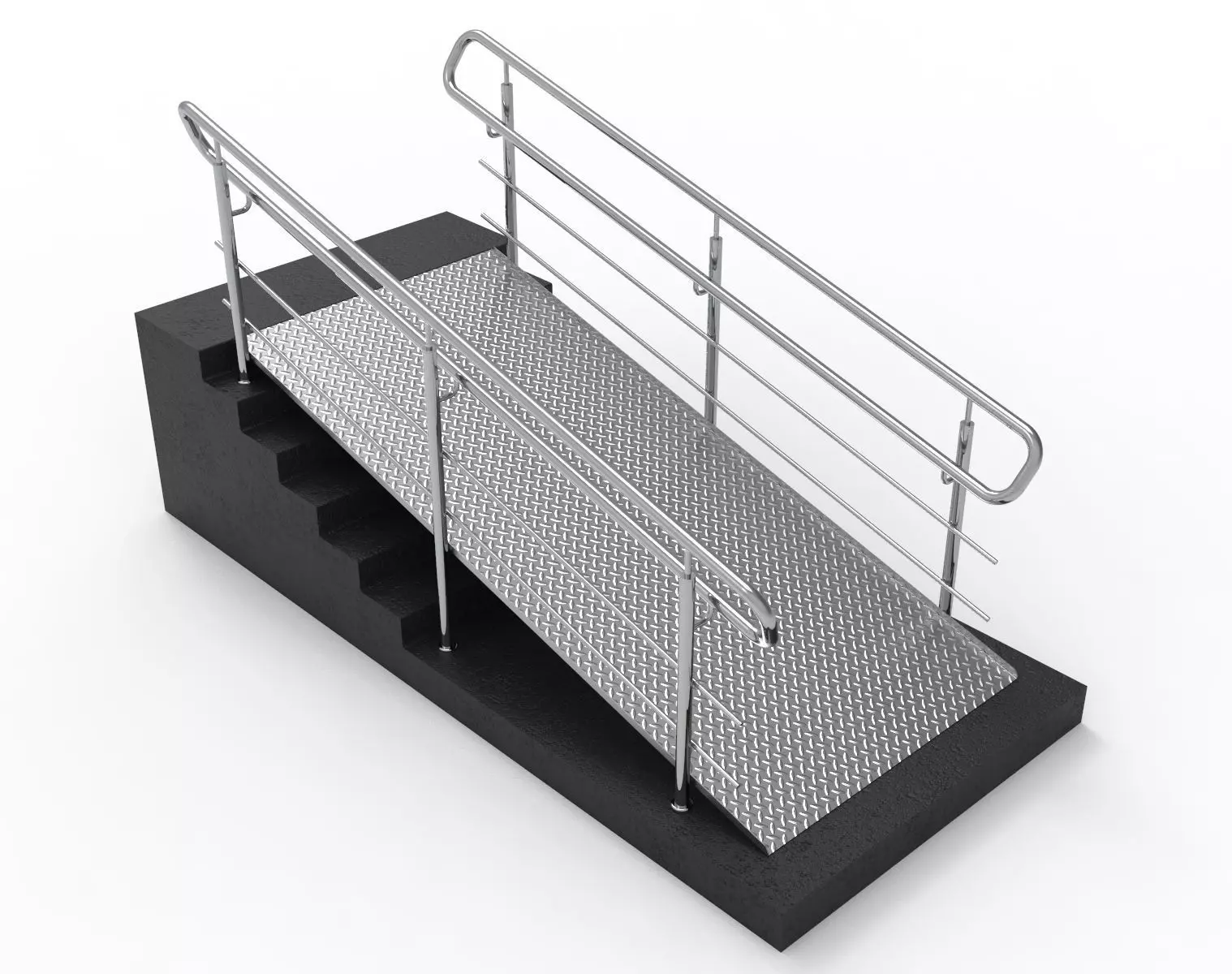 Ramp with railing 3D model_0