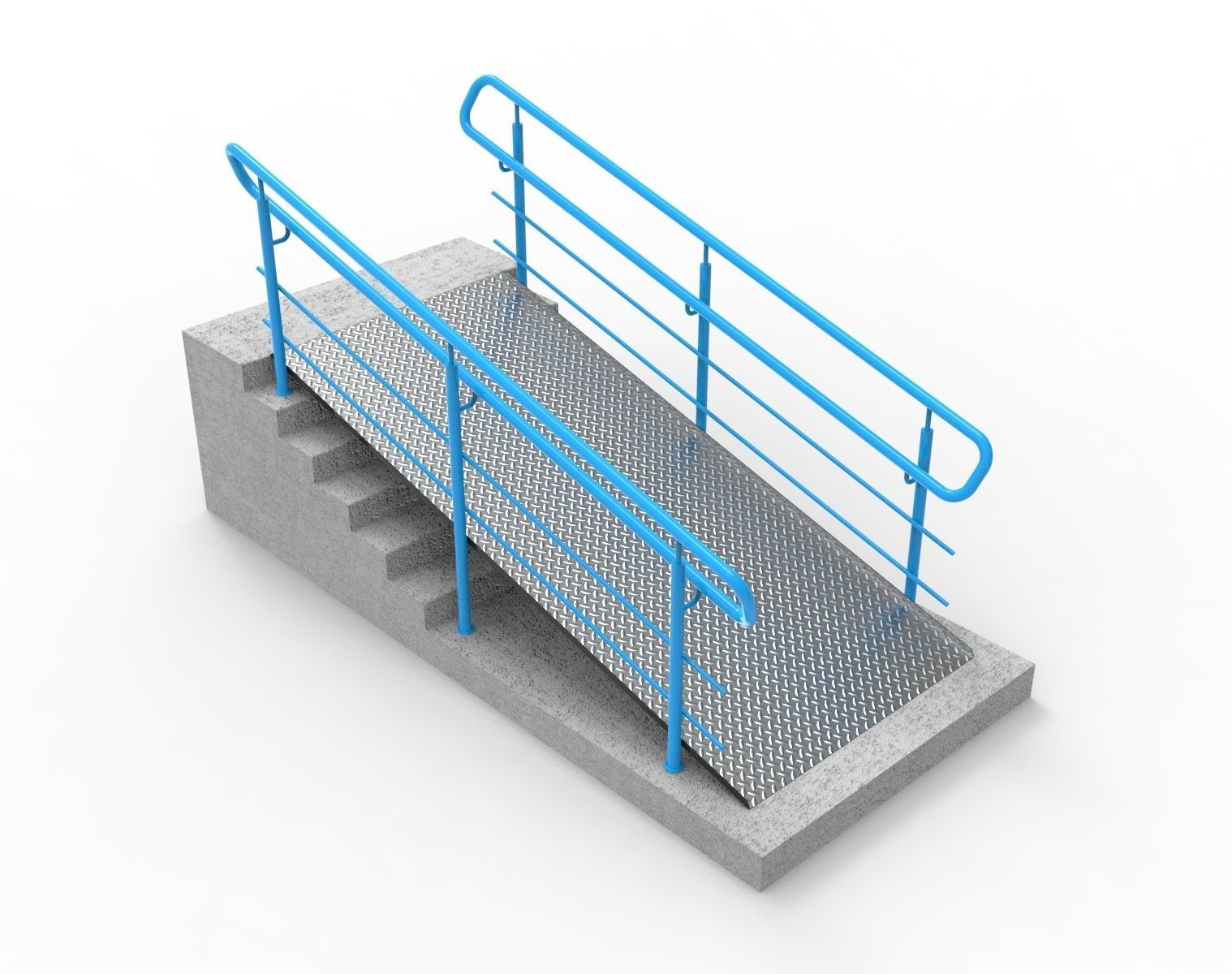 Ramp with railing 3D model_1