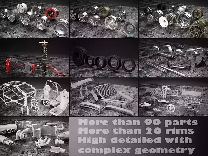Car tuning pack 3D model