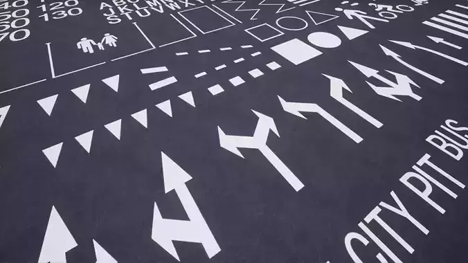 Procedural Road Markings for UE4 Low-poly 3D model