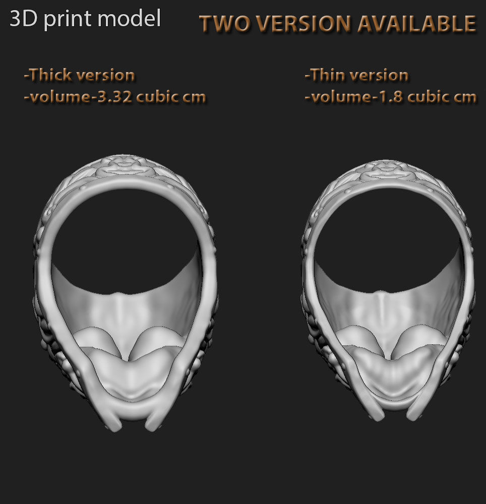 Skull ring jewelry Ancient Warrior vol1 3D print model_6