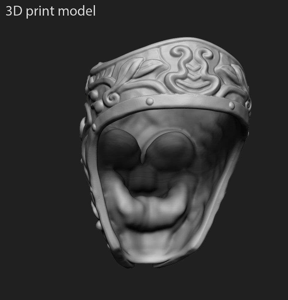 Skull ring jewelry Ancient Warrior vol1 3D print model_5