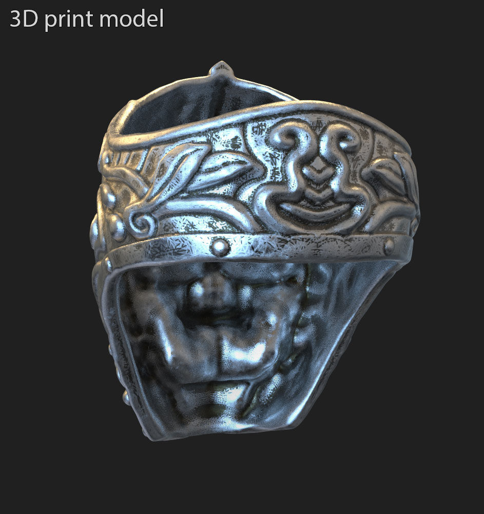 Skull ring jewelry Ancient Warrior vol1 3D print model_3