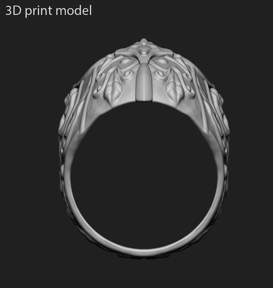 Skull ring jewelry Ancient Warrior vol1 3D print model_2
