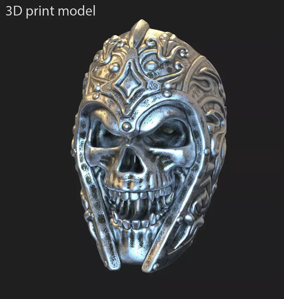 Skull ring jewelry Ancient Warrior vol1 3D print model_0