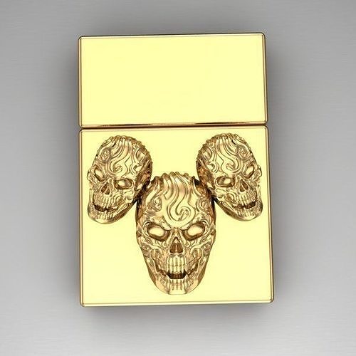 Zippo gold skull cigarette case Free 3D model