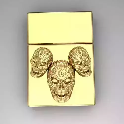 Zippo gold skull cigarette case Free 3D model