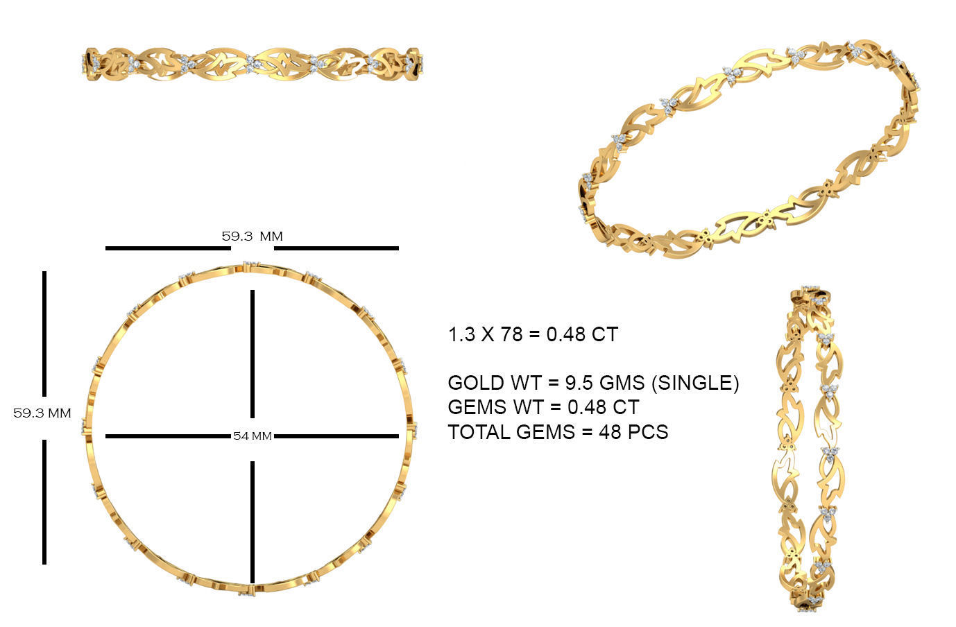 20 Women Bangles Bracelets 3dm Stl details print model 3D print model_7