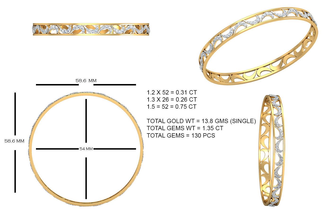 20 Women Bangles Bracelets 3dm Stl details print model 3D print model_8