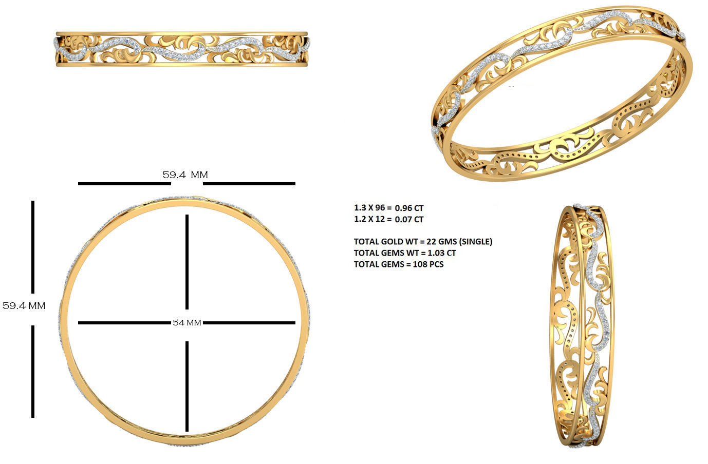 20 Women Bangles Bracelets 3dm Stl details print model 3D print model_14