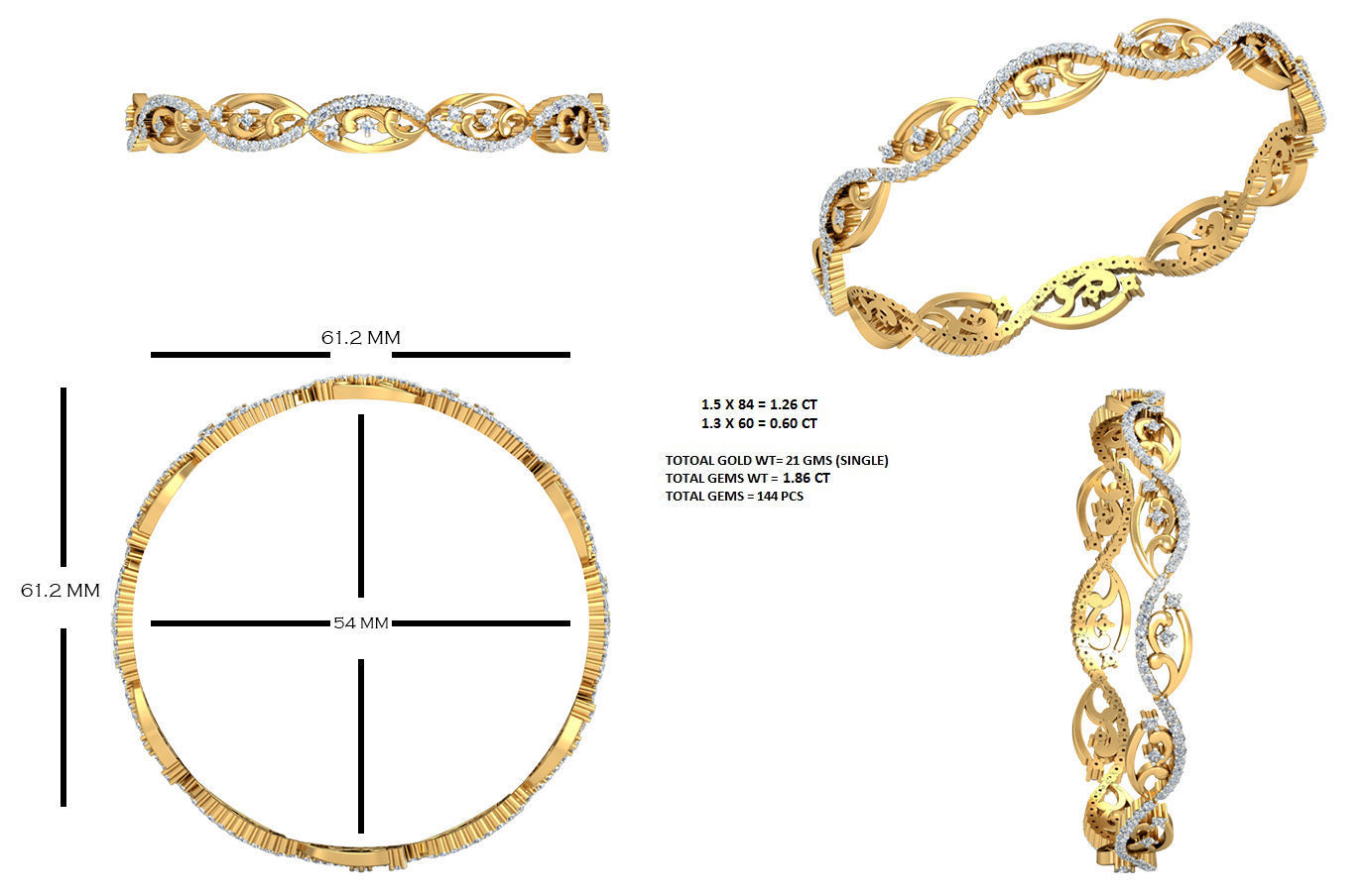 20 Women Bangles Bracelets 3dm Stl details print model 3D print model_5