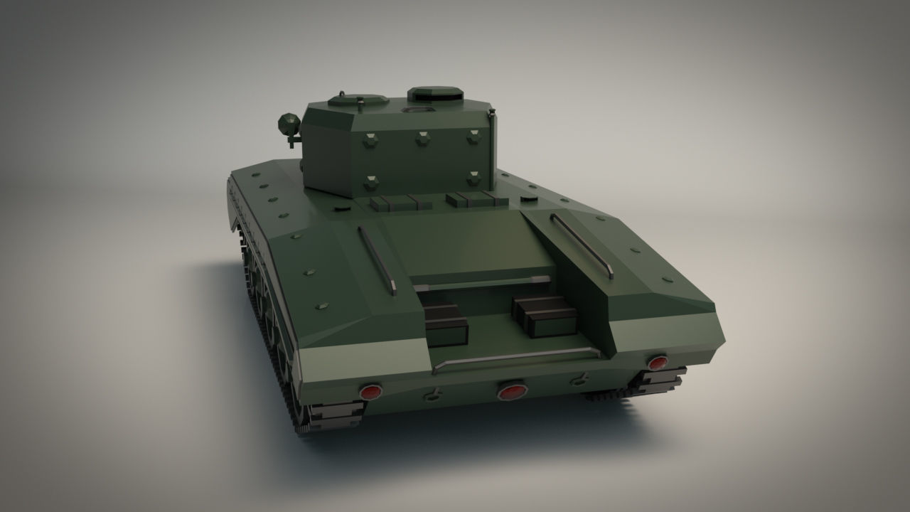 Low Poly Tank 01 Low-poly 3D model_3