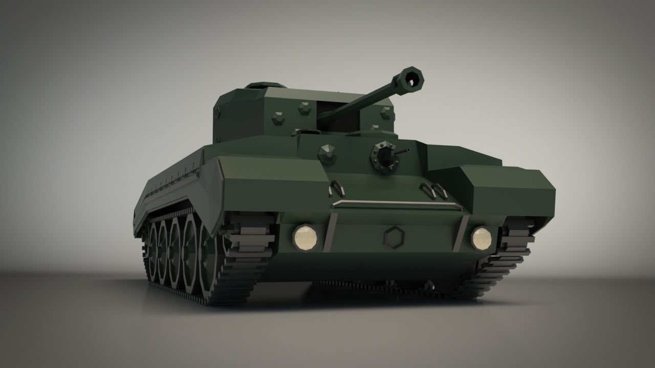 Low Poly Tank 01 Low-poly 3D model_6
