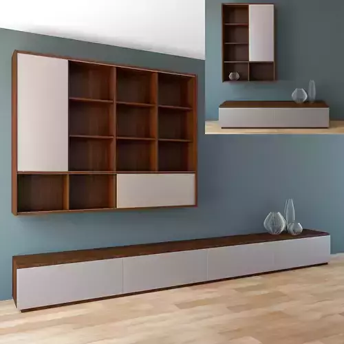 Living system with sliding doors 3D model