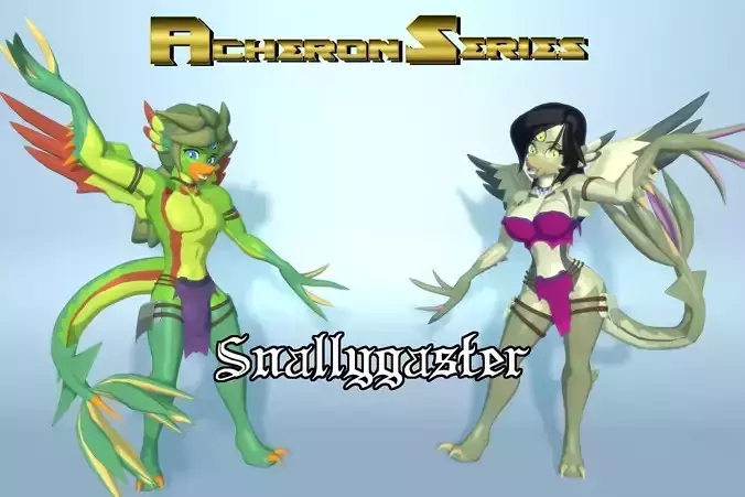 Acheron Snallygaster Nude Low-poly 3D model